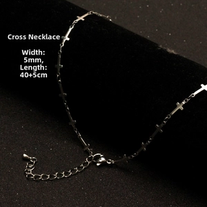 Detail view of 5mm silver cross necklace with 40cm chain and 5cm extension