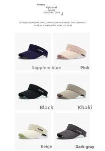 Detailed grid view showcasing six colors of breathable sun visor hats with side embroidery