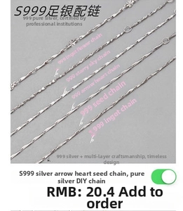 Vue détaillée de diverses chaînes de collier en argent fin S999 pour bijoux DIY