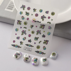 5D Embossed Nail Art Stickers Flower Plant Heart Pattern Colorful Gradient Self Adhesive Manicure Decals Relief Texture Decoration