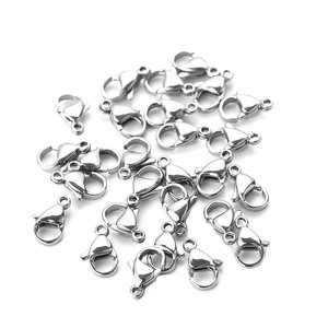 Polished silver stainless steel lobster clasps for DIY jewelry making and necklaces