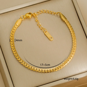 Detail view of 4mm gold-plated snake chain anklet with lobster clasp and extension