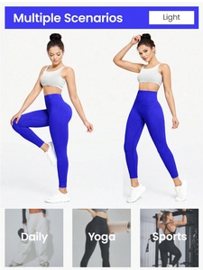 Pantalon de Yoga Taille Haute Sans Couture pour Femmes Leggings d'Entraînement Remonte-fesses Côte Séchage Rapide Bottom