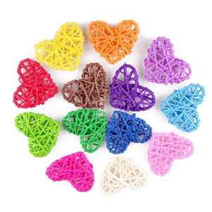 6cm colorful wicker heart-shaped ornaments set for wedding and home decoration