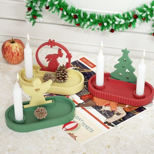 DIY Christmas tray candle holder set with bunny and tree inserts in three colors