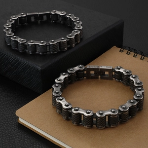 Biker Chain Bracelet 316L Stainless Steel Punk Industrial Retro Heavy Metal Hand Jewelry For Men