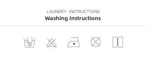Laundry instructions icon set for vintage print mini dress showing washing and care symbols