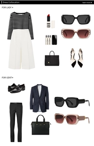 Square sunglasses styled in a modern outfit set for both men and women with accessories
