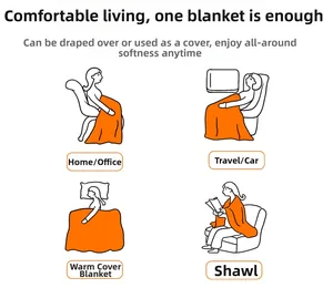 Flat illustration of an orange flannel blanket used as a cozy shawl or office cover