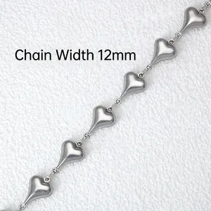 12mm stainless steel heart link chain for DIY necklace and bracelet jewelry making