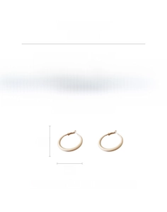 Detailed size specifications for gold geometric hoop earrings made of copper with silver pins