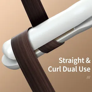 Portable cordless ceramic hair straightener and curler with USB charging in white