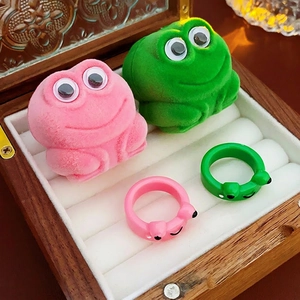 Cute Cartoon Animal Open Ring Alloy Resin Enamel Frog Cat Eye Adjustable Ring Sweet Cool Fashion Jewelry For Women Girls