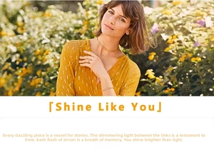 Fashionable model wearing a 18K gold letter necklace with zircon pendant and sequins