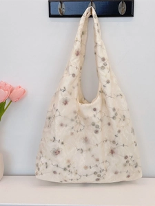 Floral embroidery tulle tote bag large capacity shoulder bag for women commuter style