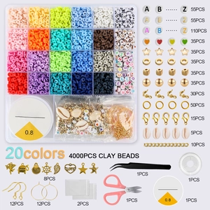 Flachbild von Schmuck-Bastelset mit 4000 bunten Tontripeln in 20 Farben und Zubehör