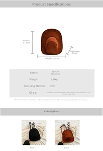 Detailed size specifications and weight table for the creative cowboy hat style backpack