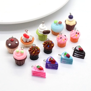 Miniature Simulation Cake Dessert Resin Charms Colorful Cupcake Slice Pendants For DIY Jewelry Making Crafts Accessories