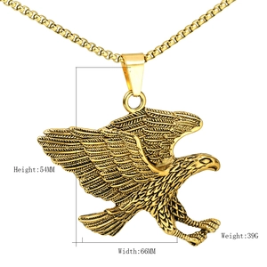 Eagle Spreading Wings Pendant Stainless Steel Titanium Steel Necklace Vintage Hip Hop Jewelry For Men Fashion Biker Style