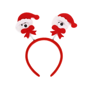Christmas party headband with plush white bear, red santa hat and festive spring details