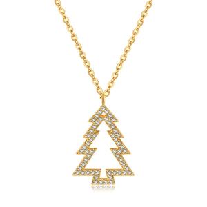 Collana con pendente a forma di albero di Natale placcata oro 18K e zirconi scintillanti