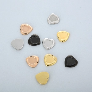 DIY stainless steel heart pendants in gold, silver, rose gold and black colors