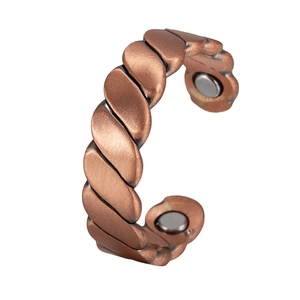 Magnetic Copper Ring Vintage Twisted Rope Design Adjustable Open Jewelry For Therapy Benefit Men Women