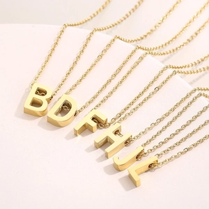 Capital Initial Letter Pendant Necklace Gold Plated Stainless Steel Minimalist Clavicle Chain Fashion Jewelry For Women