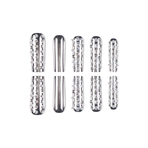 Cyberpunk metallic silver press-on nails set featuring mirror finish and punk spikes