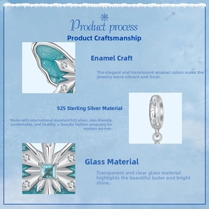 Detailed view of 925 silver butterfly bead with blue enamel and micro-pave crystals