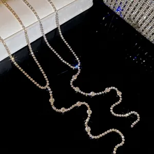 Elegant rhinestone tassel necklaces in gold and silver finish with sparkling round crystals