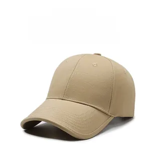 Macro detail of khaki twill cotton baseball cap showing stitching and ventilation eyelets