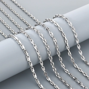 Stainless Steel Puffed Mariner Link Necklace Minimalist Pig Nose Anchor Chain Hip Hop Style Jewelry For Men And Women