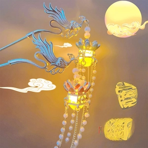 Luminous phoenix palace lantern hair stick with golden tassel and pearl accents