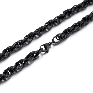 Collana a catena attorcigliata in acciaio inossidabile nero stile hip hop per uomo e donna