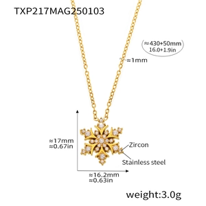 Tabella delle taglie dettagliata della collana con fiocco di neve in oro con zircone e acciaio