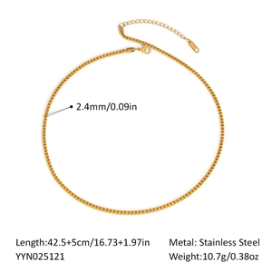 Detailed specs of 2.4mm gold stainless steel keel chain with length and weight info