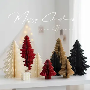 Christmas Tree Ornament Honeycomb Paper Foldable Desktop Festive Nordic Style Decorative Holiday Centerpiece Accessory