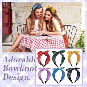 Set of six paisley print bowknot headbands in vibrant colors for stylish hair styling