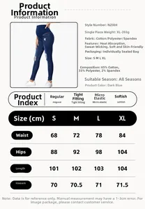 Detailed size chart and fabric specs for high-waisted maternity skinny jeans in navy blue