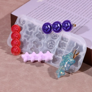DIY silicone resin mold for star hair clips and accessories with finished resin samples