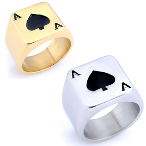 Ace Of Spades Poker Card Signet Ring Stainless Steel Men Biker Punk Rock Style Polished Jewelry Accessory
