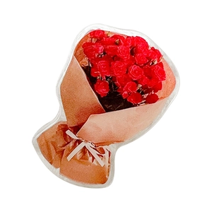 Retractable red rose flower phone socket grip with transparent acrylic finish on white backdrop