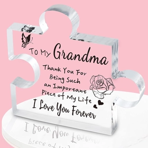 Acrylic puzzle gift for Grandma with floral butterfly prints and sentimental quote