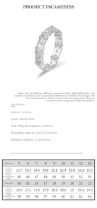 Size guide for S925 sterling silver X-shaped ring showing inner diameter and circumference