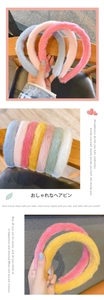 Plush wide headband in soft Morandi colors including pink yellow and grey velvet texture