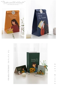 Detailed vertical paper gift bags and matching cards with Thank You Teacher illustrations