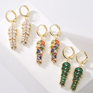 Elegant 18K gold plated hoop earrings featuring marquise-cut marquise-cut cubic zirconia