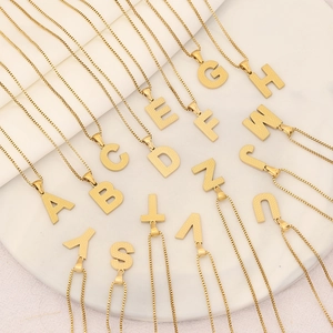 Initial Letter Pendant Necklace Stainless Steel Gold Plated Honeycomb Texture Alphabet Box Chain Minimalist Fashion Jewelry