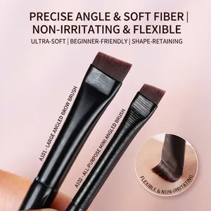 Angled eyebrow and eyeliner brush set A101 and A102 with flexible synthetic bristles